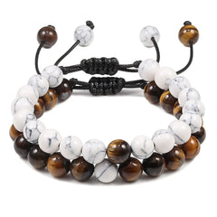 2PCS/Set Braided Bracelets Men Natural Stone YingYang Lava Bead Bracelet Yoga Bangles Best Friend Jewelry Couple Gift Set Unisex