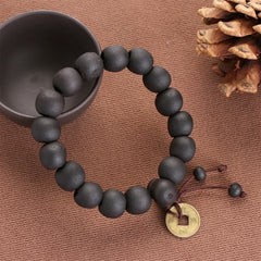 1Pc Wood Bead New Buddha Bracelet Buddhist Bangle Prayer Beads Copper Coin Women Men Lucky Religion Bracelets Charm Jewelry