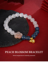 Alice S925 Silver Peach Blossom Bracelet Silver Agate Beaded Bracelet