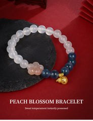 Alice S925 Silver Peach Blossom Bracelet Silver Agate Beaded Bracelet