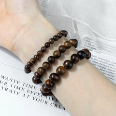 Buddha 6/8/10mm Wooden Beads Vintage Handmade Bracelets Prayer Black Rosewood Bracelet Men Women Yoga Meditation Pulsera Jewelry