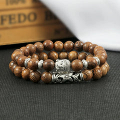 2pcs/set Buddha Head Bracelet for Women Men Natural Tiger Eye Lava Stone Yoga Beads Distance Bracelets Charm Couple Jewelry Gift