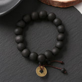 1Pc Wood Bead New Buddha Bracelet Buddhist Bangle Prayer Beads Copper Coin Women Men Lucky Religion Bracelets Charm Jewelry