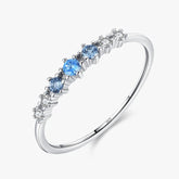 Modian 925 Sterling Silver Basic Stackable Fashion Thin Finger Ring Charm Blue Zirconia Crystal Rings For Women Fine Jewelry