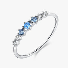 Modian 925 Sterling Silver Basic Stackable Fashion Thin Finger Ring Charm Blue Zirconia Crystal Rings For Women Fine Jewelry