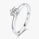 Modian 925 Sterling Silver Classic Simple Round Clear CZ Finger Rings Size 5 6 7 8 9 For Women Wedding Statement Jewelry Gifts