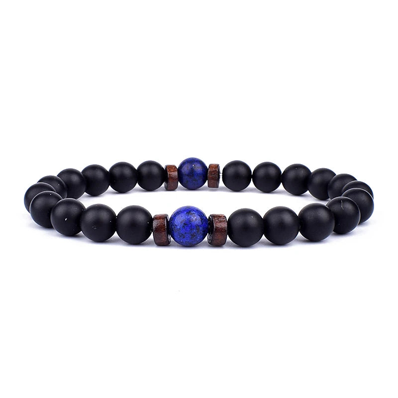 Volcanic Stone Bracelet for Men Lava Wooden 8mm Beads Bracelet Tibetan Buddha Wrist Chain Women Men Jewelry Gift New Bracelets