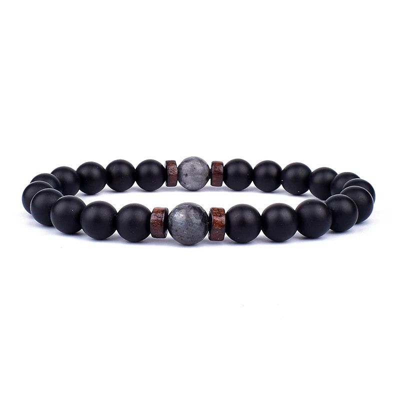 Volcanic Stone Bracelet for Men Lava Wooden 8mm Beads Bracelet Tibetan Buddha Wrist Chain Women Men Jewelry Gift New Bracelets