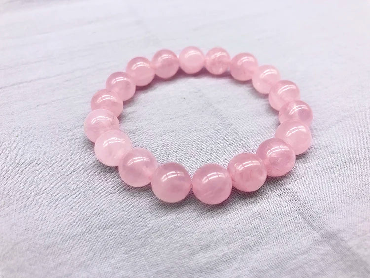 Wholesale Pink Rose Powder crystal Quartz Natural Stone Streche Bracelet Elastic Cord Pulserase Jewelry Beads Lovers woman Gift