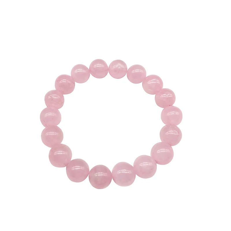 Wholesale Pink Rose Powder crystal Quartz Natural Stone Streche Bracelet Elastic Cord Pulserase Jewelry Beads Lovers woman Gift