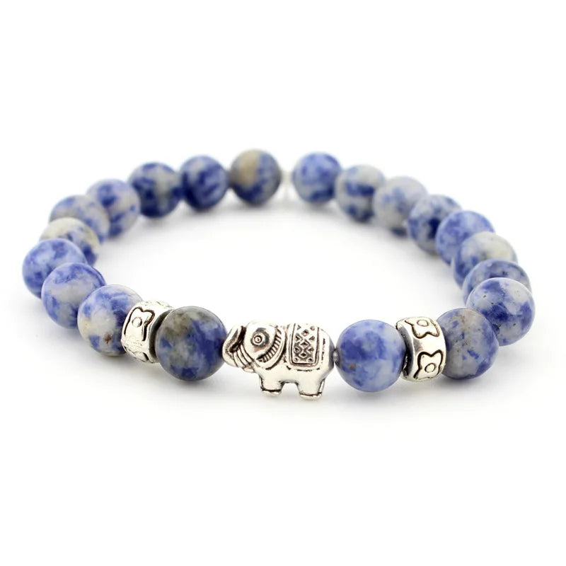 2018 New Natural Stone Bead Buddha Bracelets For Women Men Jewelry Black Lava Druzy Gift Bracelets Elephant Bangles Pulseras