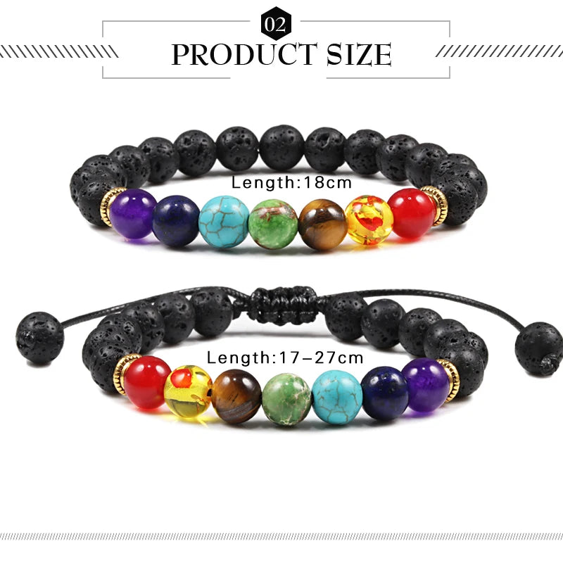 Men Women 7 Chakra Beaded Bracelets Bangles Healing Tiger Eye Stone Chakra Prayer Charm Buddha Bracelet Adjustable Jewelry Gifts