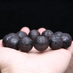 Buddhist Beaded Bracelet Ebony Feng Shui Buddhist Zen Amulet 20 MM Beaded Necklace Bracelet Men's Good Luck Gift