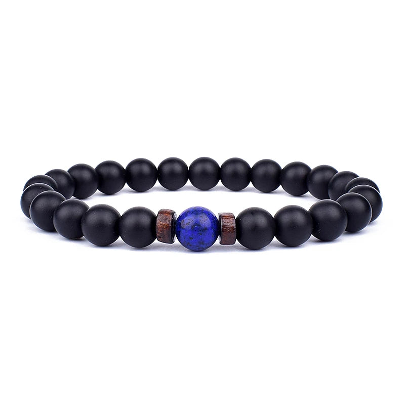 Volcanic Stone Bracelet for Men Lava Wooden 8mm Beads Bracelet Tibetan Buddha Wrist Chain Women Men Jewelry Gift New Bracelets