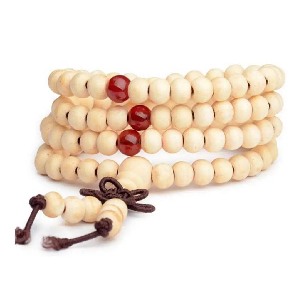 Chinese Style Small Leaf Red Sandalwood Buddhist Beads Multilayer Hand String Lacquer Bracelet Necklace Rosary Beads Men Women