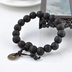 1Pc Wood Bead New Buddha Bracelet Buddhist Bangle Prayer Beads Copper Coin Women Men Lucky Religion Bracelets Charm Jewelry