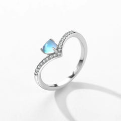 Genuine 925 Sterling Silver Exquisite Arrow Finger Rings For Women Heart Love Moonstone Band Fashion Fine Jewelry