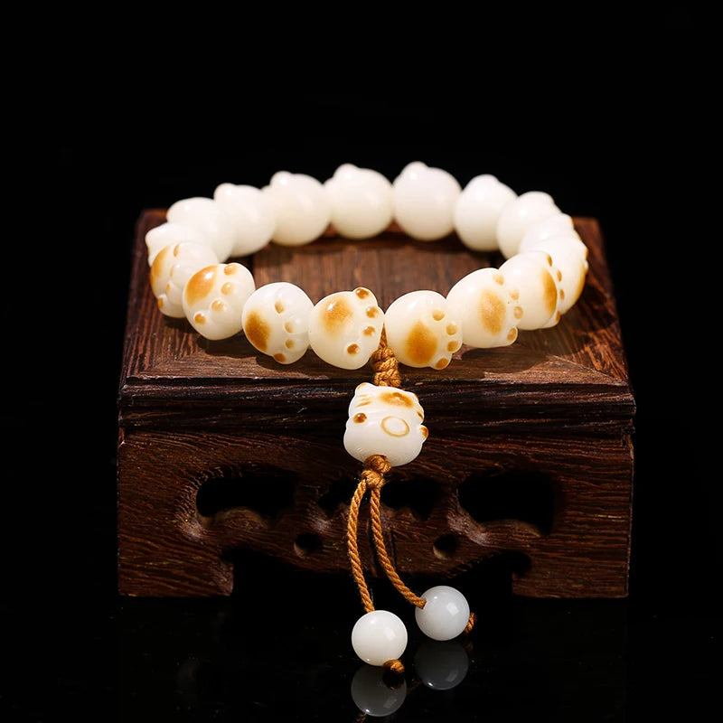 Change Better Natural Bodhi Root Cat Claw Lucky Pendant Bracelet Women Girl Birthday Gift Lovely Carved Bead Handstring Jewelry