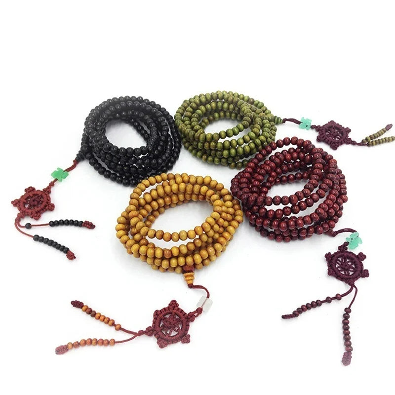 Tibetan Sandalwood Buddhist Buddha 216 Prayer Beads Mala Bracelet/Necklace