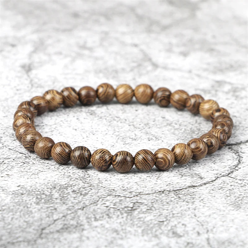 6/8/10/12mm Men Vintage Bracelet Original Wooden Beads Meditation Prayer Buddha Stretch Bracelets&Bangle Women Yoga Jewelry Gift