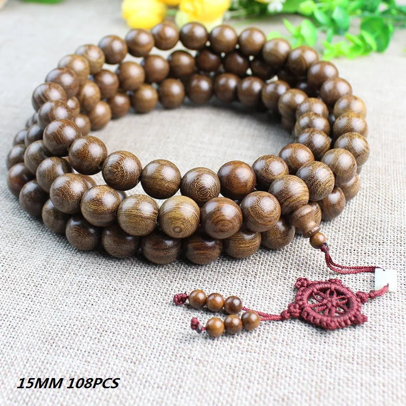 Yanqi 6-20mm wood sandalwood prayer beads elastic bracelet men jewelry Authentic African Buddha wood bead bracelet beads