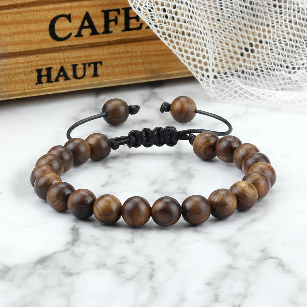 Buddha 6/8/10mm Wooden Beads Vintage Handmade Bracelets Prayer Black Rosewood Bracelet Men Women Yoga Meditation Pulsera Jewelry