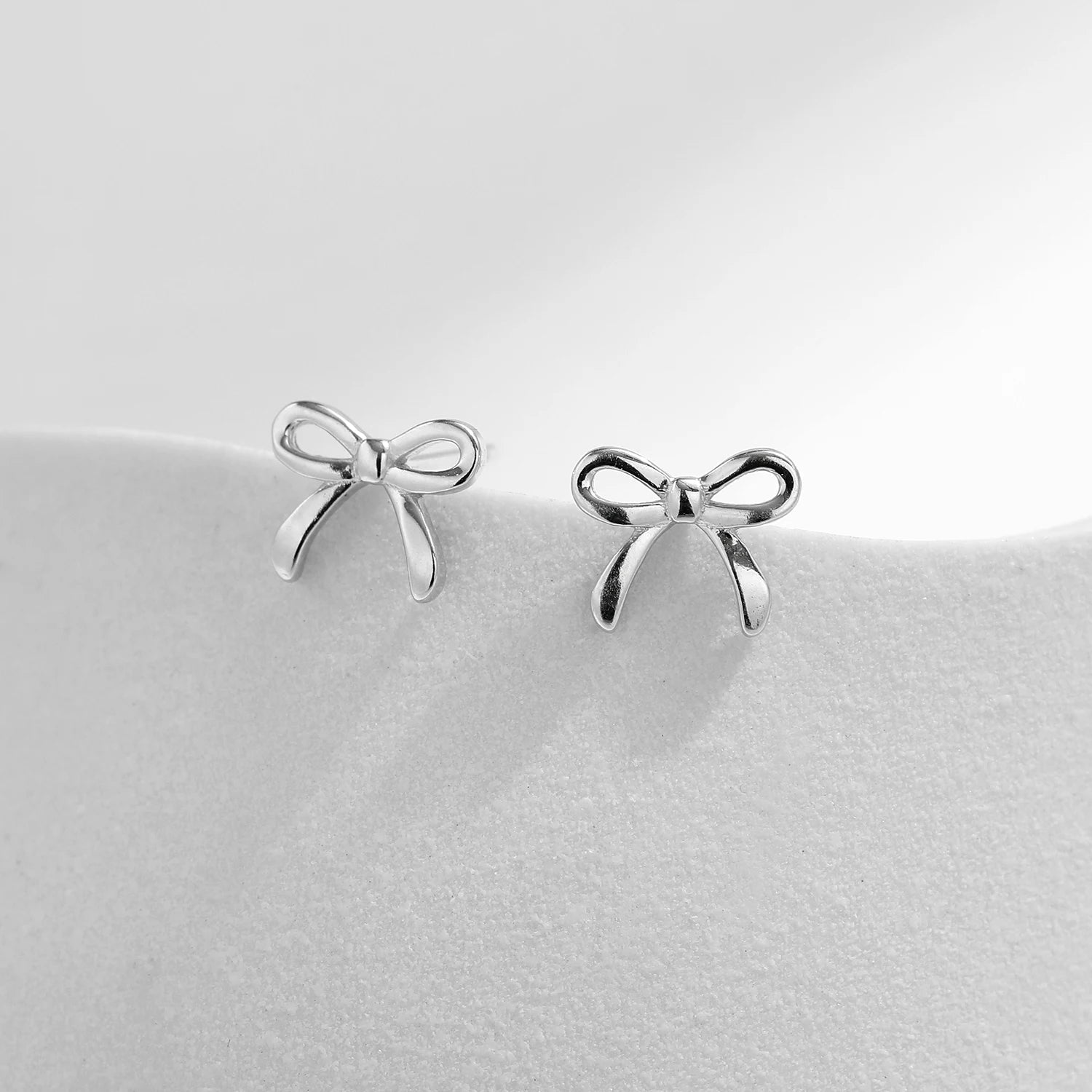 925 Sterling Silver Cute Simple Exquisite Bowknot Hypoallergenic Stud Earrings For Women Fine Jewelry Accessories