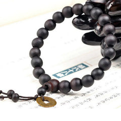 1Pc Wood Bead New Buddha Bracelet Buddhist Bangle Prayer Beads Copper Coin Women Men Lucky Religion Bracelets Charm Jewelry