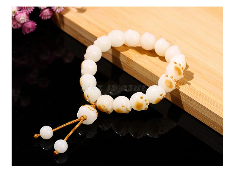 Change Better Natural Bodhi Root Cat Claw Lucky Pendant Bracelet Women Girl Birthday Gift Lovely Carved Bead Handstring Jewelry