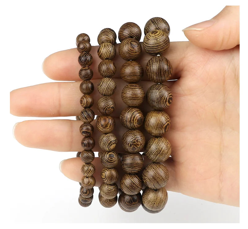 6/8/10/12mm Men Vintage Bracelet Original Wooden Beads Meditation Prayer Buddha Stretch Bracelets&Bangle Women Yoga Jewelry Gift