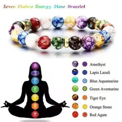 7 Chakras Healing Reiki Stone Bracelet for Women Men Yoga Reiki Healing Energy Beads Volcanic Stone Lose Weight Bangle Jewelry