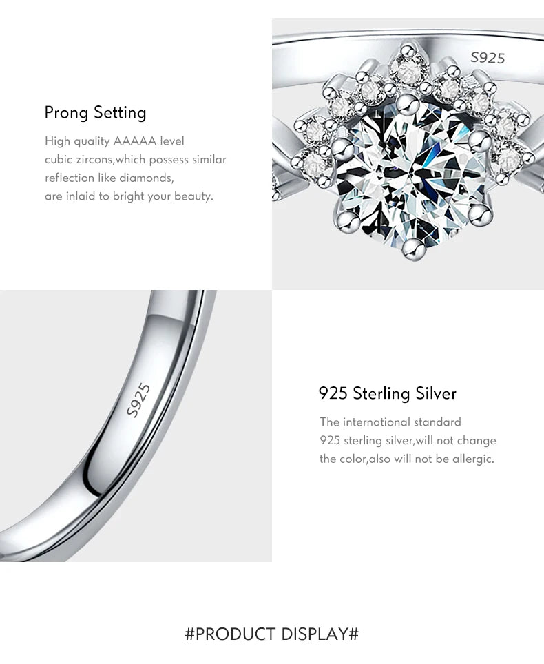 Sparkling Crown Rings For Women 925 Sterling Silver Twining Ring Wedding Engagement Statement Female Jewelry Gifts