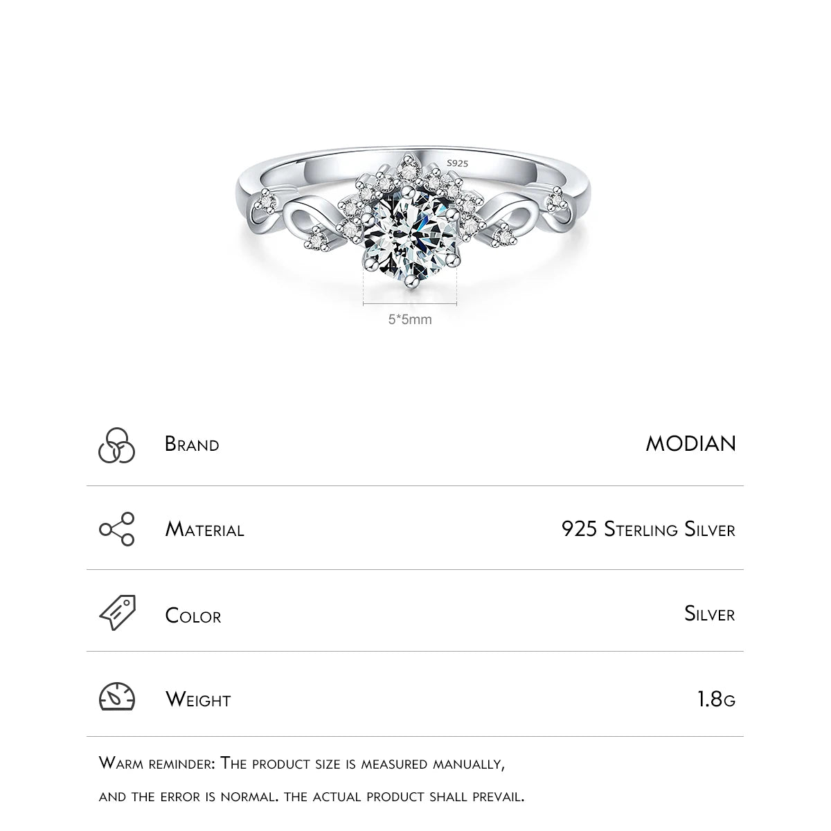 MODIAN Sparkling Crown Rings For Women 925 Sterling Silver Twining Ring Wedding Engagement Statement Female Jewelry Gifts