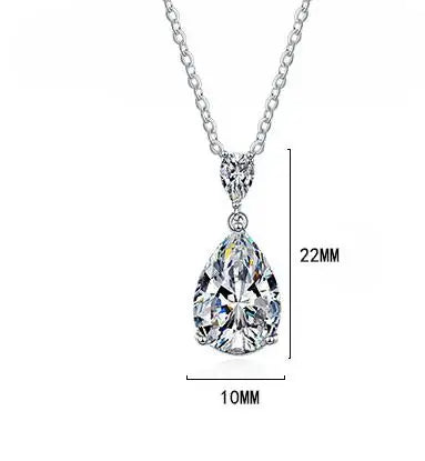 1-5ct Real Moissanite Necklace for Women Sparkling S925 Sterling Silver Jewelry Water Drop Pendant Girls Birthday Gift