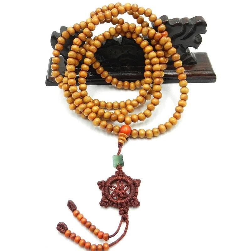 Tibetan Sandalwood Buddhist Buddha 216 Prayer Beads Mala Bracelet/Necklace