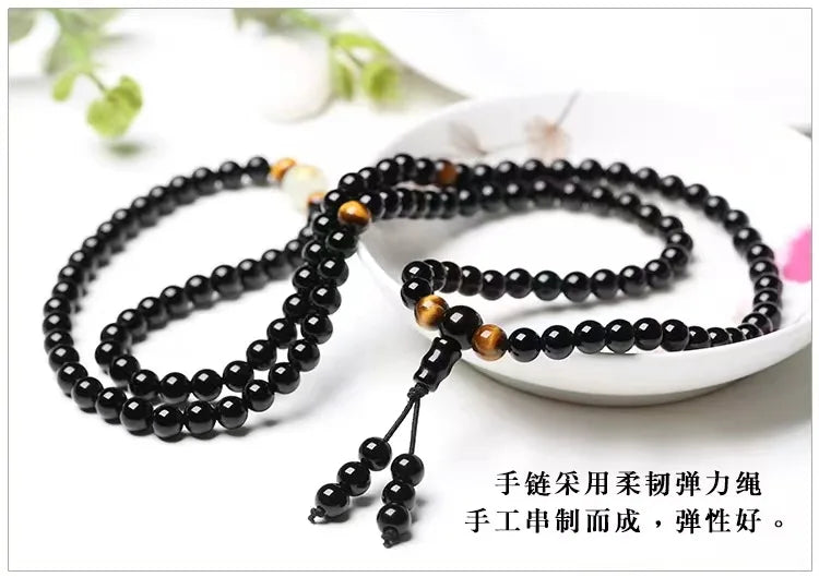 12 Chinese Zodiacs Glowing in the Dark Moon Bracelet Women Men Lover Dragon Black Buddha Beads Strand Bangles Bracelets Luminous