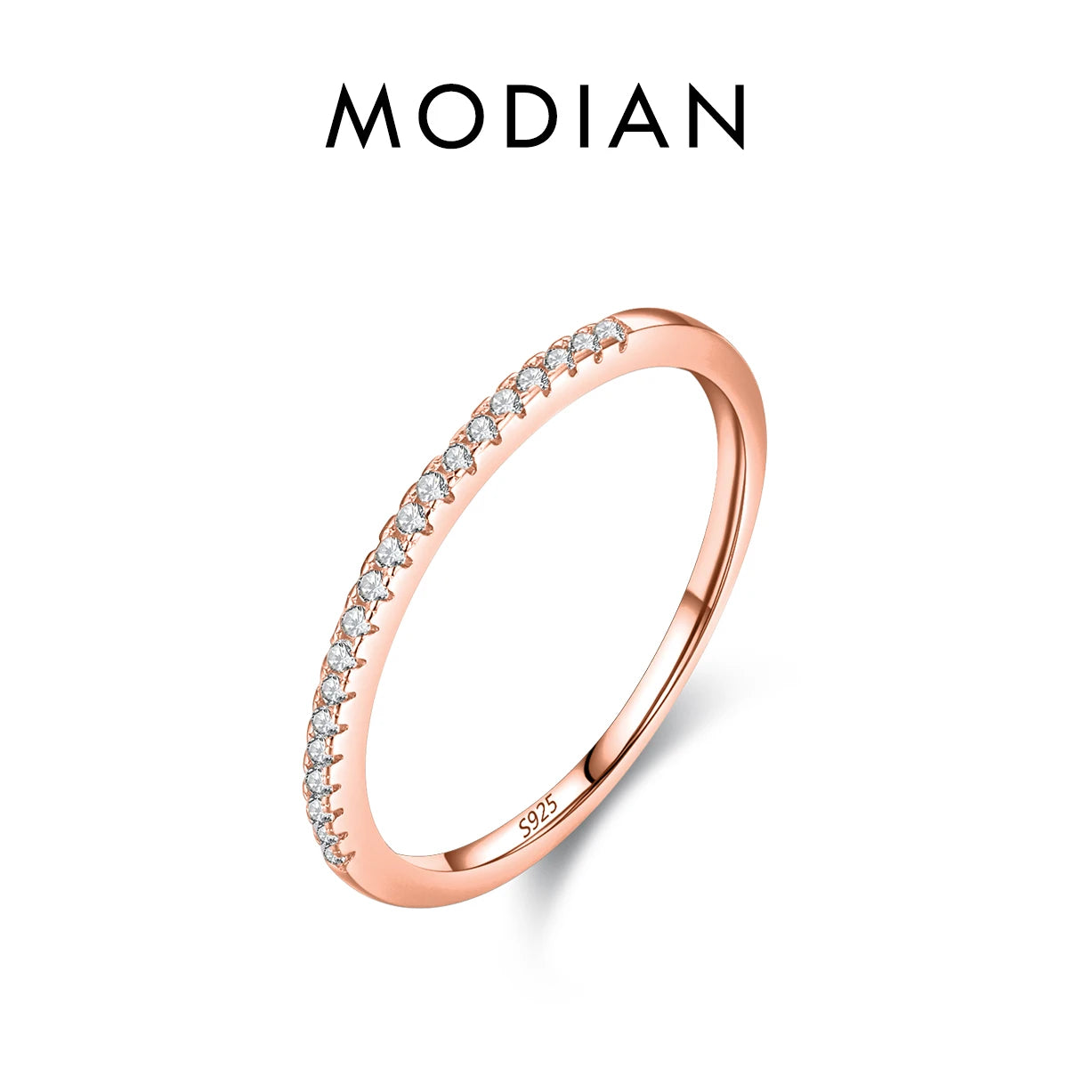 MODIAN 925 Sterling Silver Clear Opal Pink Blue Crystal CZ Stackable Rings Finger For Women Wedding Statement Fine Jewelry Gifts