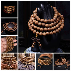 Chic 108 Wood Beaded Buddhist Buddha Prayer Bead Mala Bangle Bracelet Necklace