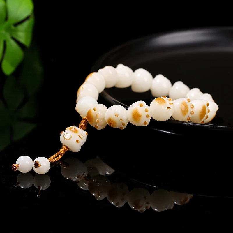 Change Better Natural Bodhi Root Cat Claw Lucky Pendant Bracelet Women Girl Birthday Gift Lovely Carved Bead Handstring Jewelry