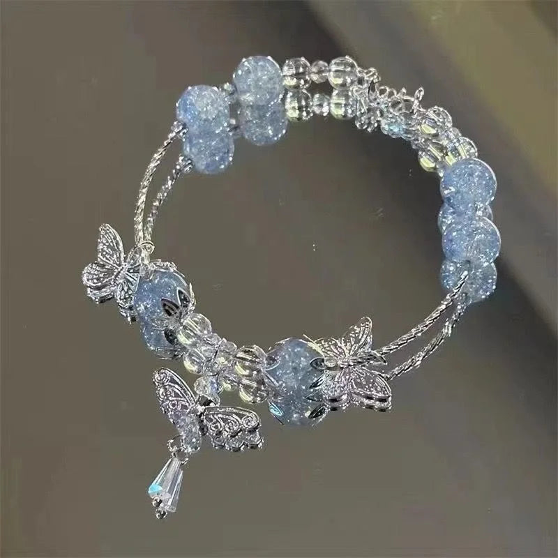 New Simple Beads Crystal Bracelet For Women Girls Korean ins Flower Fox Feather Tassel Bracelets Best Friend Jewelry Gifts 2024