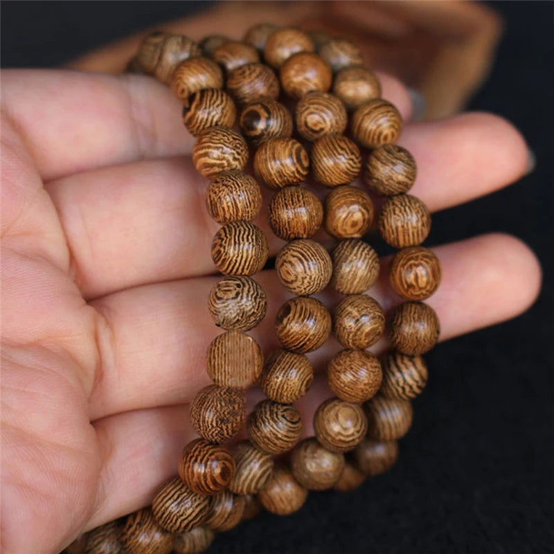 Chic 108 Wood Beaded Buddhist Buddha Prayer Bead Mala Bangle Bracelet Necklace