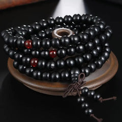 Chinese Style Small Leaf Red Sandalwood Buddhist Beads Multilayer Hand String Lacquer Bracelet Necklace Rosary Beads Men Women