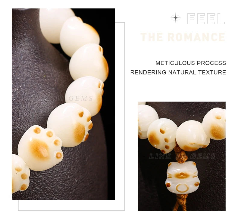 Change Better Natural Bodhi Root Cat Claw Lucky Pendant Bracelet Women Girl Birthday Gift Lovely Carved Bead Handstring Jewelry