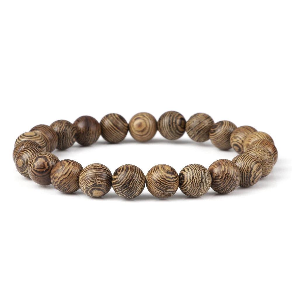 Natural Wooden Beads Bracelet Tibetan Buddha Rosary Handmade Bracelets Men and Women Yoga Meditation Prayer Beaded Jewelry Gifts