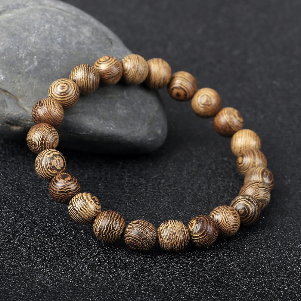 Natural Wooden Beads Bracelet Tibetan Buddha Rosary Handmade Bracelets Men and Women Yoga Meditation Prayer Beaded Jewelry Gifts