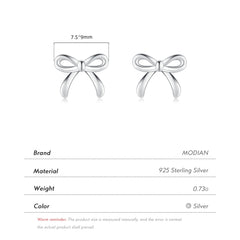 MODIAN 925 Sterling Silver Cute Simple Exquisite Bowknot Hypoallergenic Stud Earrings For Women Fine Jewelry Accessories