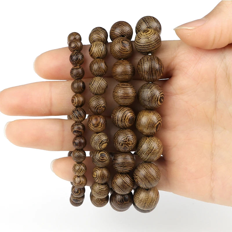 6/8/10/12mm Men Vintage Bracelet Original Wooden Beads Meditation Prayer Buddha Stretch Bracelets&Bangle Women Yoga Jewelry Gift