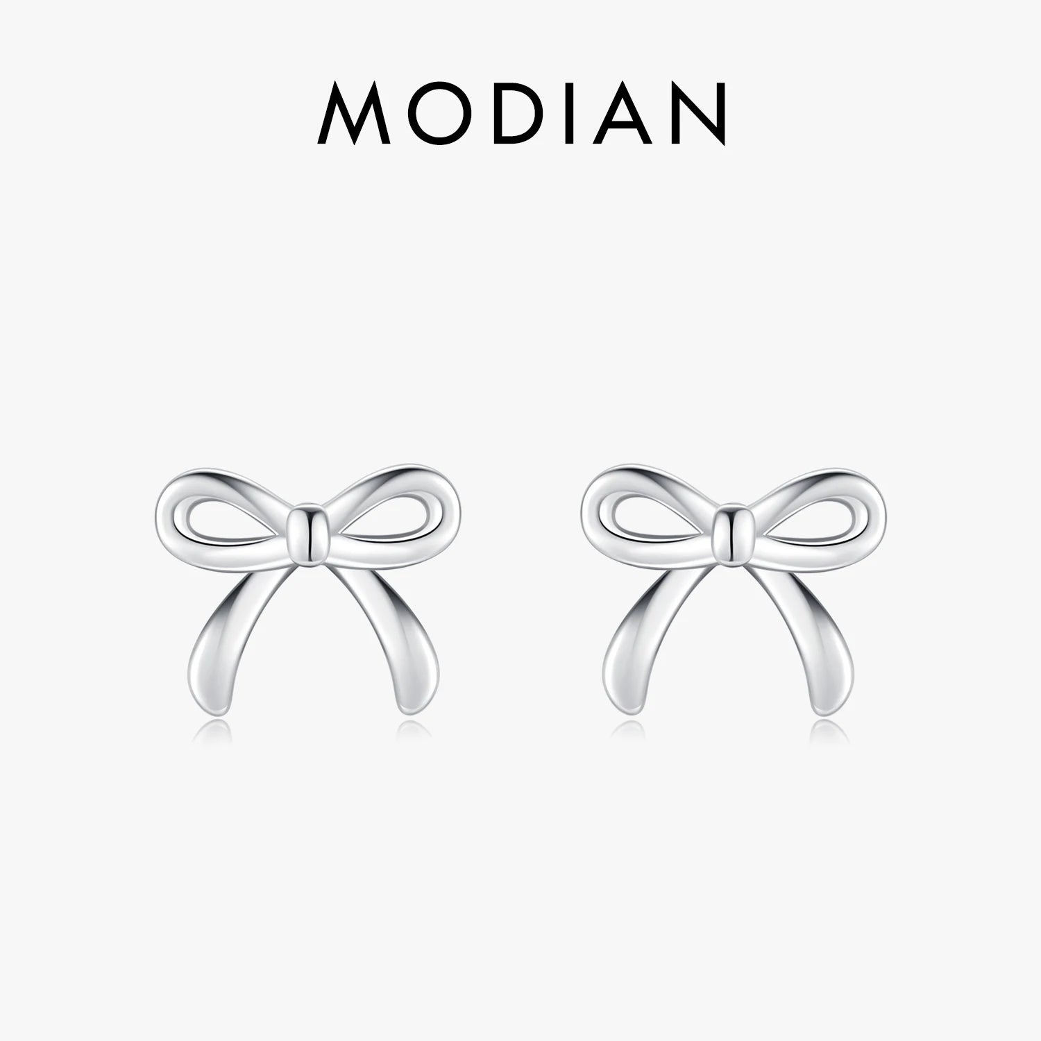 MODIAN 925 Sterling Silver Cute Simple Exquisite Bowknot Hypoallergenic Stud Earrings For Women Fine Jewelry Accessories