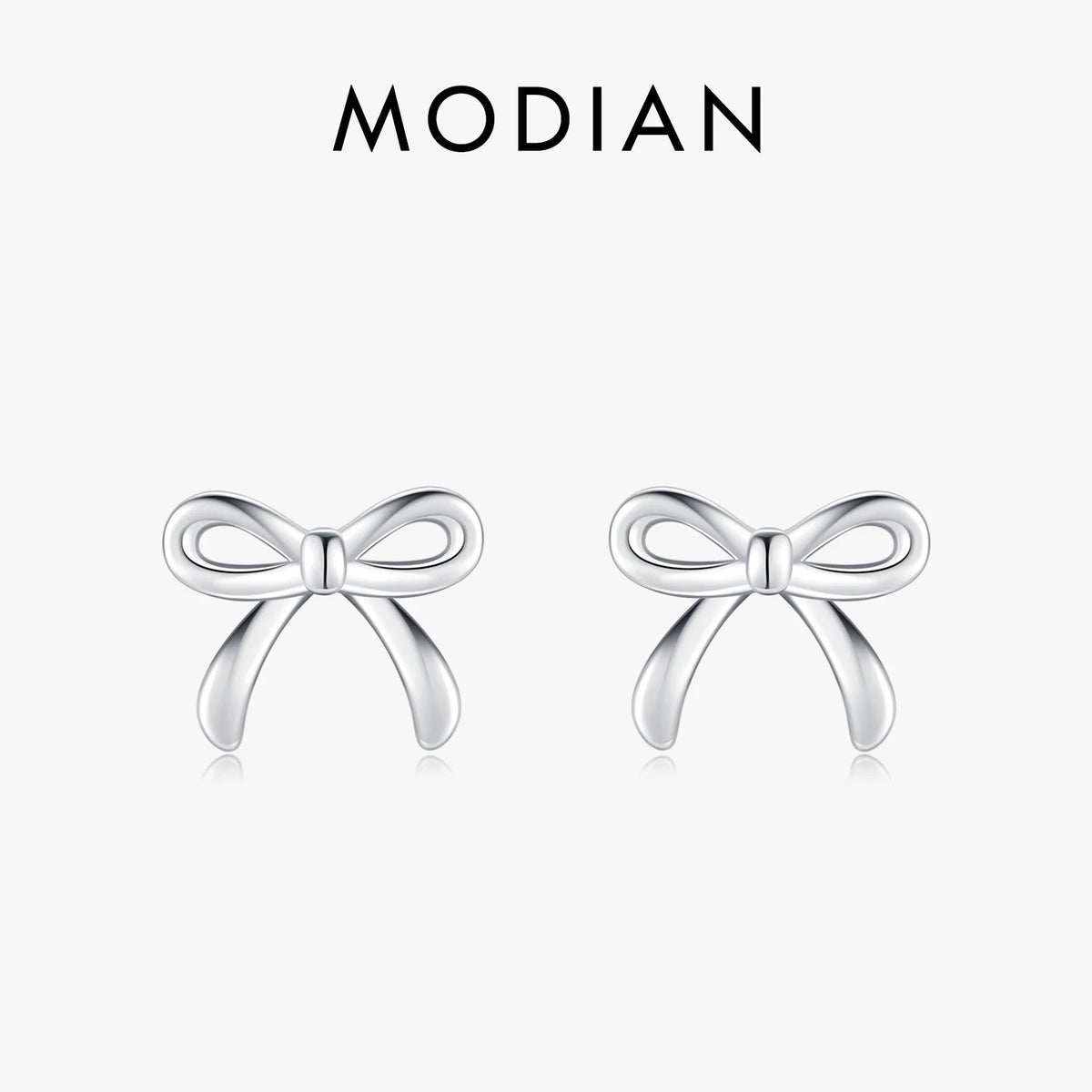 MODIAN 925 Sterling Silver Cute Simple Exquisite Bowknot Hypoallergenic Stud Earrings For Women Fine Jewelry Accessories