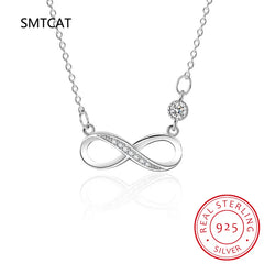 Fashion Female Necklace 925 Sterling Silver Infinite Love 8-word Pendant Necklace for Women Micro Single Zircon Clavicle Chain